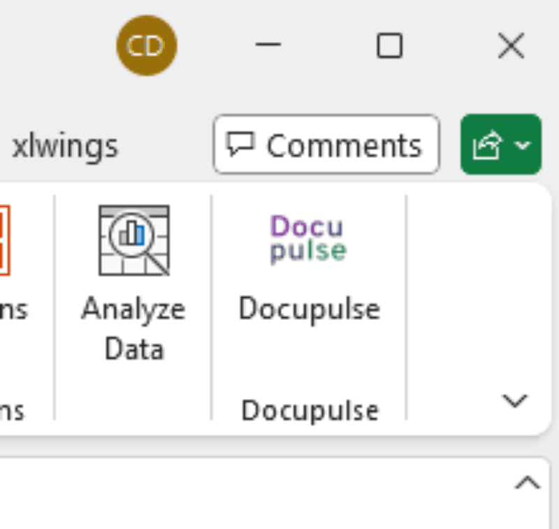 Docupulse button on Home tab